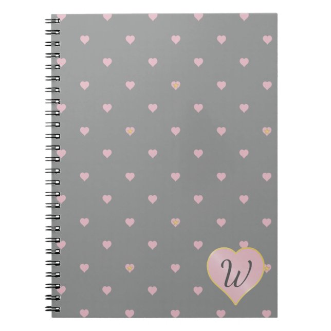 Stars Within Hearts on Gray Notebook (Front)