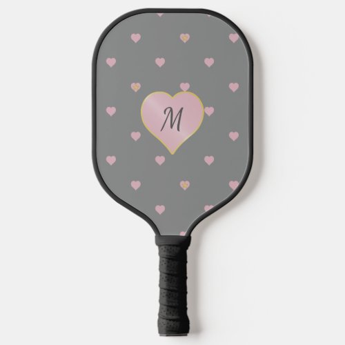 Stars Within Hearts on Gray Pickleball Paddle