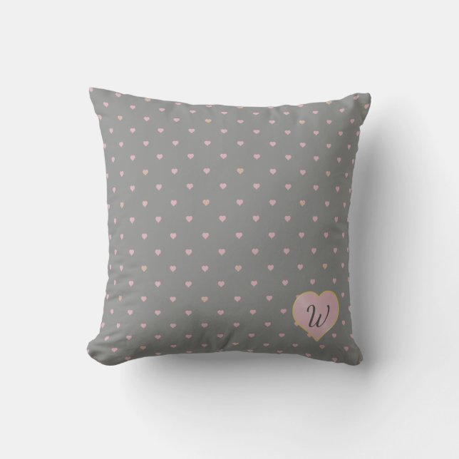 Stars Within Hearts on Gray Pillow (Front)