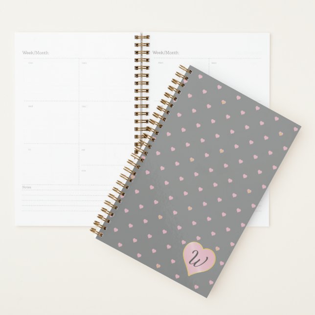 Stars Within Hearts on Gray Planner (Display)