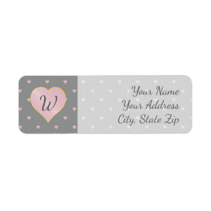 Stars Within Hearts on Gray Return Address Label