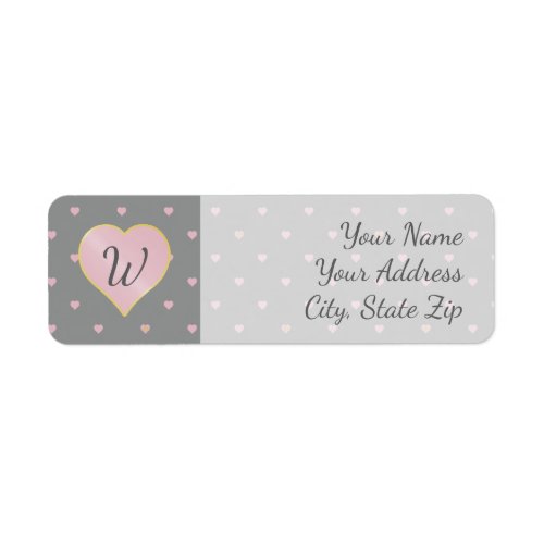 Stars Within Hearts on Gray Return Address Label