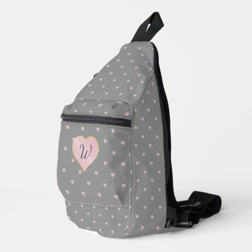 Stars Within Hearts on Gray Sling Bag