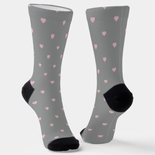 Stars Within Hearts on Gray Socks