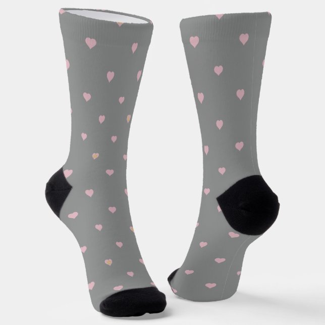 Stars Within Hearts on Gray Socks (Angled)