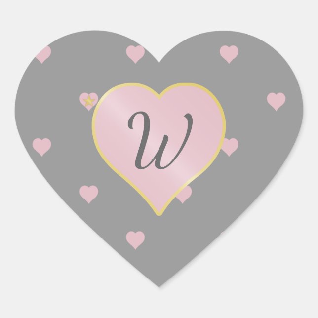 Stars Within Hearts on Gray Sticker (Front)