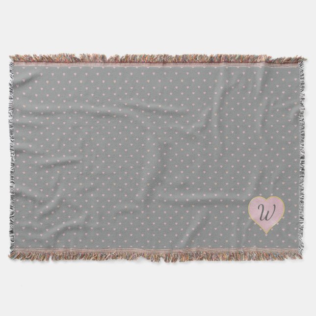 Stars Within Hearts on Gray Throw Blanket (Front)