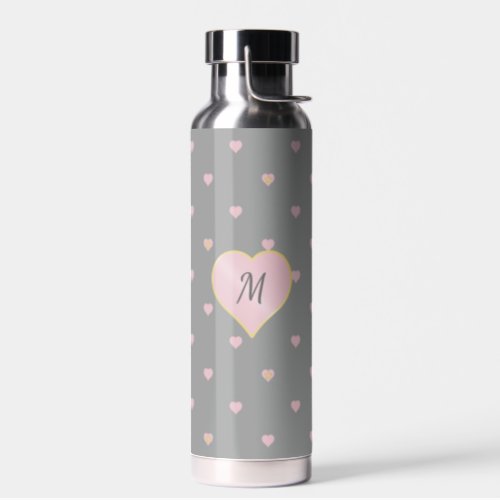 Stars Within Hearts on Gray Water Bottle