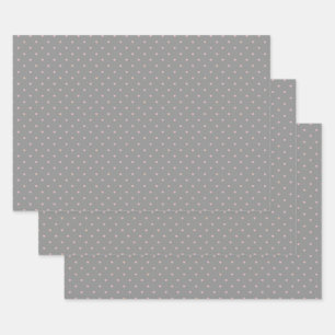 Stars Within Hearts on Gray Wrapping Paper Set