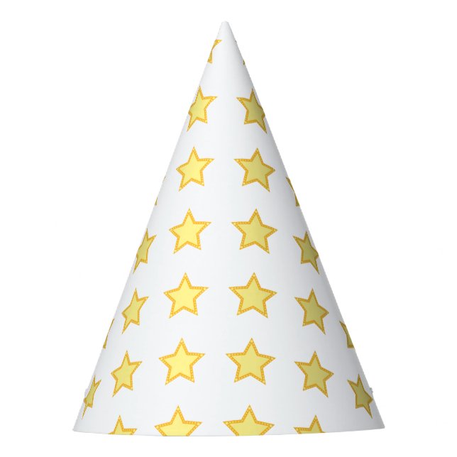 Stars Yellow simple Birthday Magical party Hat (Front)