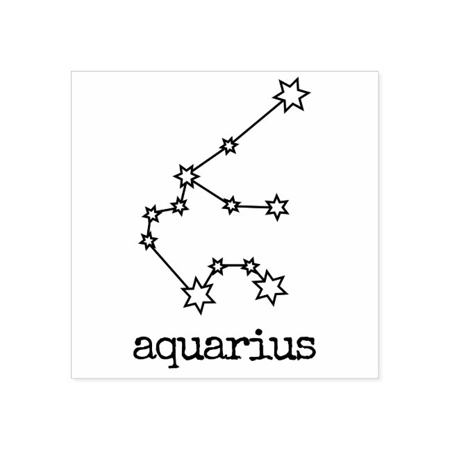 Stars Zodiac Celestial Horoscope Aquarius Rubber Stamp