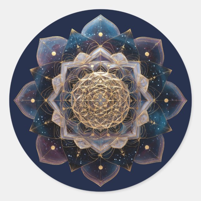 Starseed Geometry| Mandala Design Classic Round Sticker (Front)