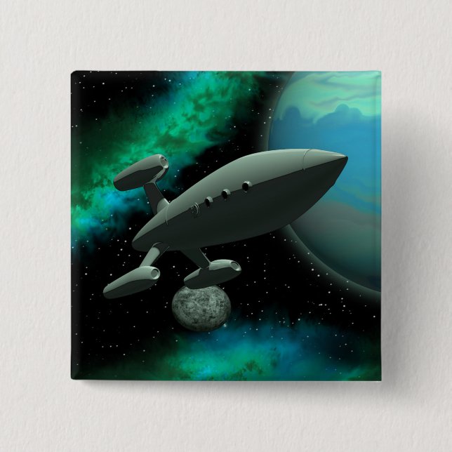 Starship Explorer (Square) Pinback Button (Front)