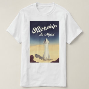 Starship to Mars vintage style space travel. T-Shirt