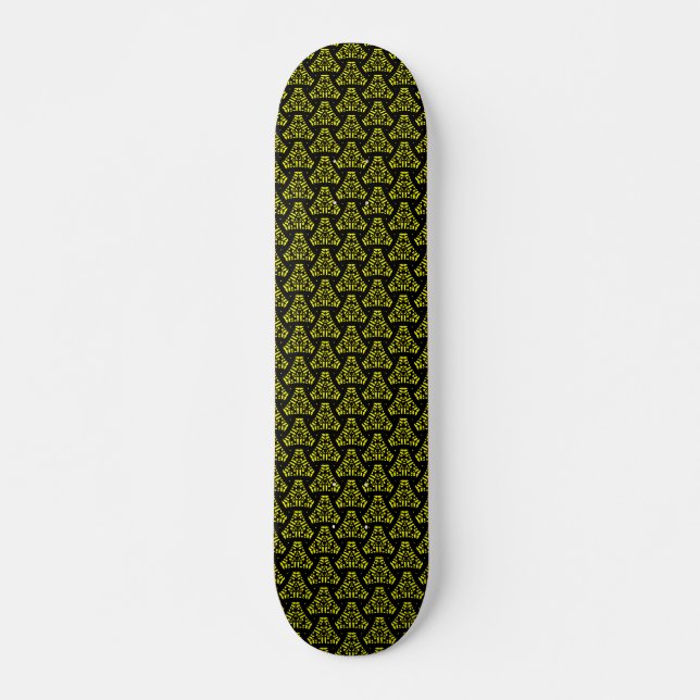 Starship Triangle v1 - Black and Yellow Skateboard Deck (Front)