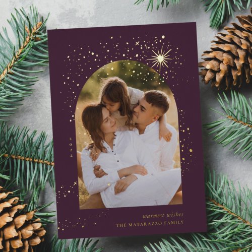 Starshower Arch Photo Foil Holiday Card