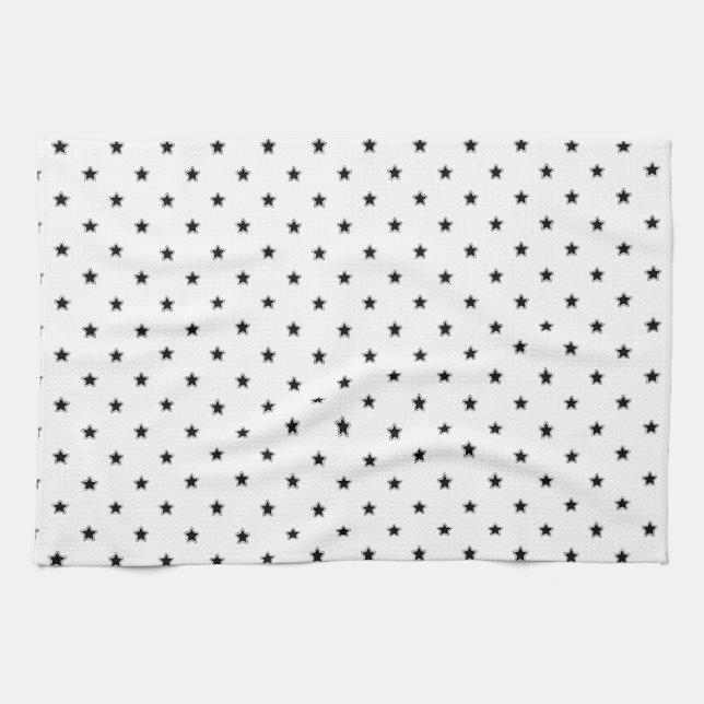 STARSO7 BLACK WHITE STARS PATTERN GRAPHICS BACKGRO KITCHEN TOWEL (Horizontal)