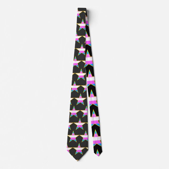 Starspangled Trans Pride Flag Neck Tie (Front)