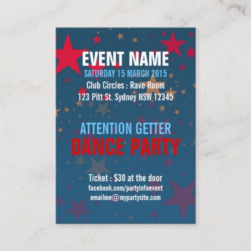 Starstruck Mega Stars Event Party Mini Flyers Business Card