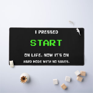 START Button Retro 8 Bit Pixel Art Gamer Gaming Desk Mat