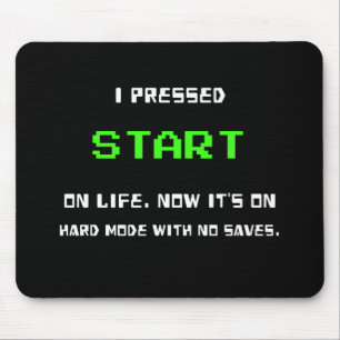 START Button Retro 8 Bit Pixel Art Gamer Gaming  Mouse Pad