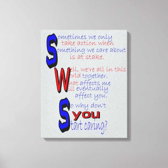 Start Caring Wrapped Canvas Print (Front)