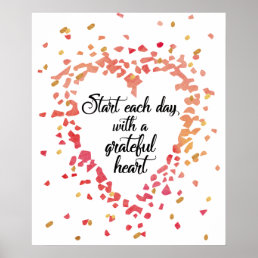 Start Each Day Grateful Heart Inspirational Quote Poster