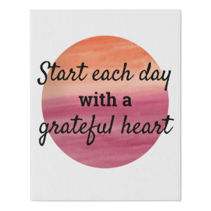 START EACH DAY WITH A GRATEFUL faux wrapped canvas