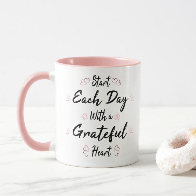 Start Each Day with a Grateful Heart  Mug (With Donut)