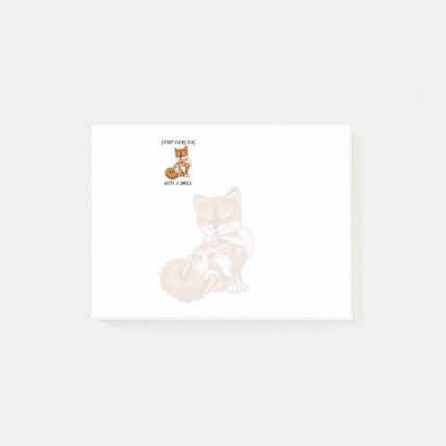 Start Every Day With A Smile _ Mom Fox Holds Baby Post_it Notes