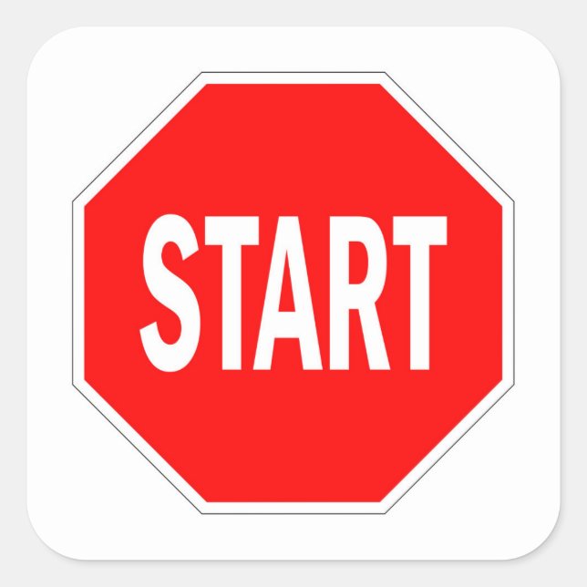 start road traffic sign symbol stop square sticker (Front)