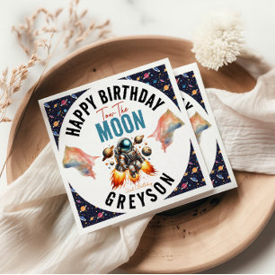 start tow the moon 2nd Birthday Space Napkins