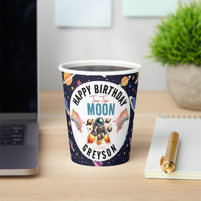  start tow the moon 2nd Birthday Space  Paper Cups (Insitu)