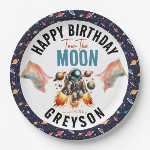 start tow the moon 2nd Birthday Space  Paper Plates