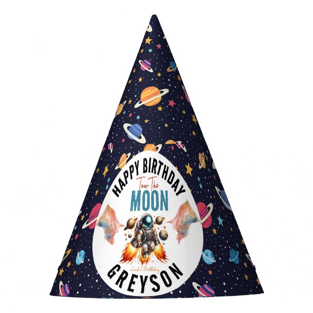  start tow the moon 2nd Birthday Space  Party Hat (Front)