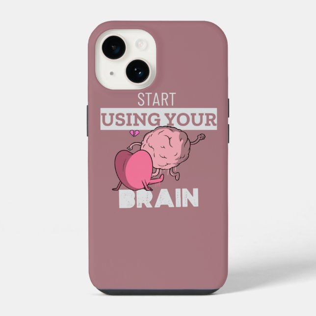 Start Using Your Brain | Funny Brain Design Iphone Case (Back)