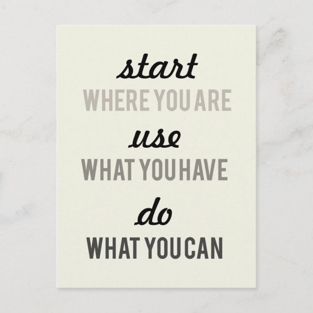 Start where you are Motivational Postcard (Front)