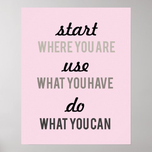 Start where you are Use what you have motivational Poster