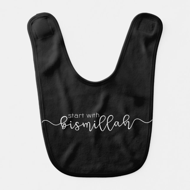 Start with Bismillah Minimalist Modern Islamic Baby Bib (Front)