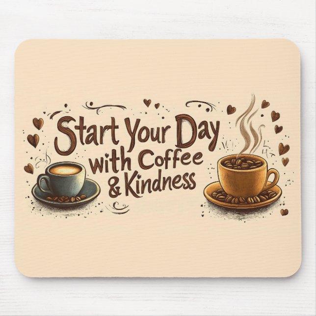 Start Your Day with Coffee & Kindness Quote Mouse Pad (Front)