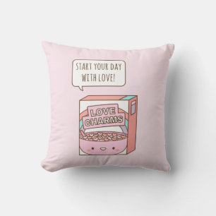 Start Your Day with Love Breakfast Cereal Throw Pillow