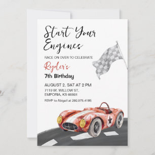 Start Your Engine Any Age Birthday Invitation