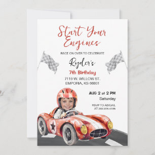 Start Your Engine Birthday Photo Invitation