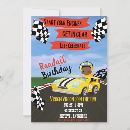 Start Your Engines Birthday Invitation Card