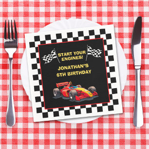 Start Your Engines! Fun Racing Driver Birthday  Napkins