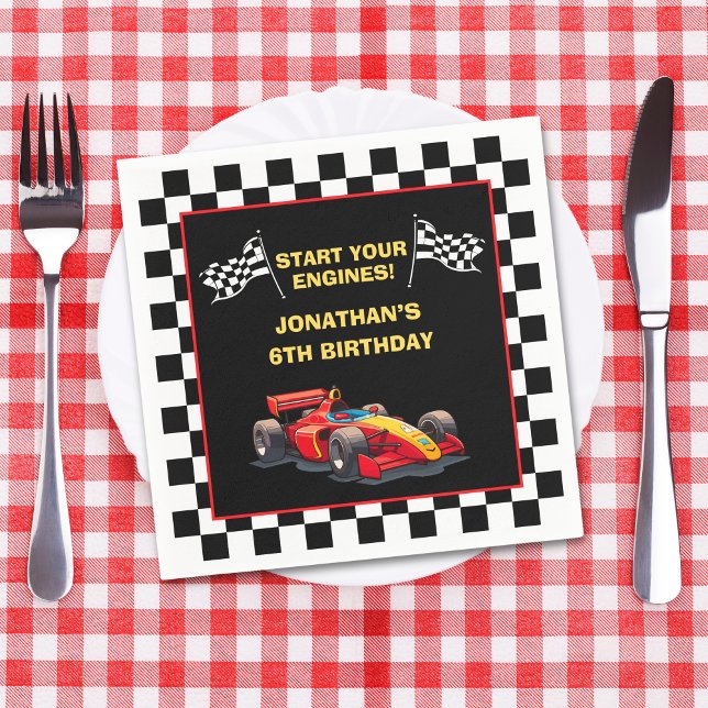 Start Your Engines! Fun Racing Driver Birthday  Napkins (Creator Uploaded)