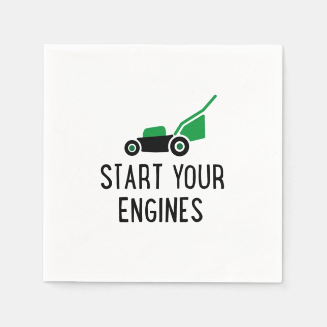 Start your Engines Lawn Mower Napkins (Front)