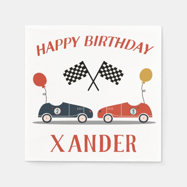 Start Your Engines Race Car Birthday Party Any Age Napkins (Front)