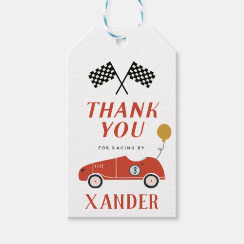 Start Your Engines Race Car Birthday Thank You Gift Tags