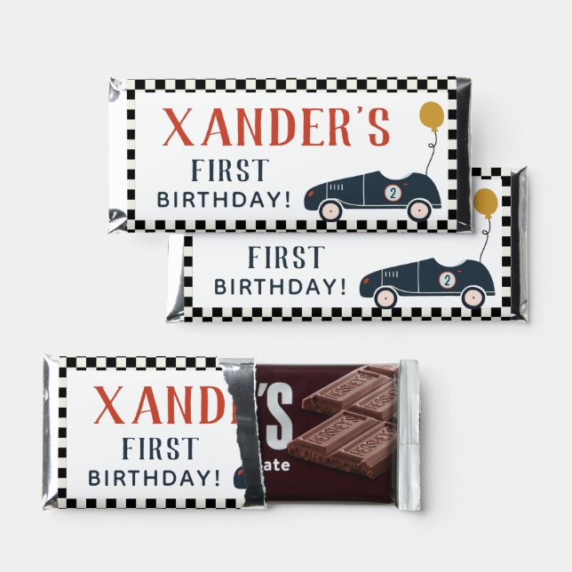 Start Your Engines Race Car Birthday Thank You Hershey Bar Favors (Front)